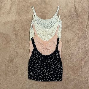4-Piece Set - Floral Print Spaghetti Strap with Lace Lining